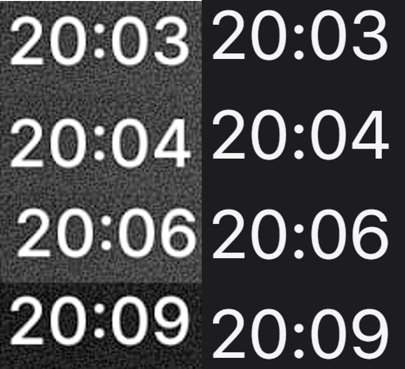 The clock on the left is the mystery font; the one on the right is Apple's San Francisco font.